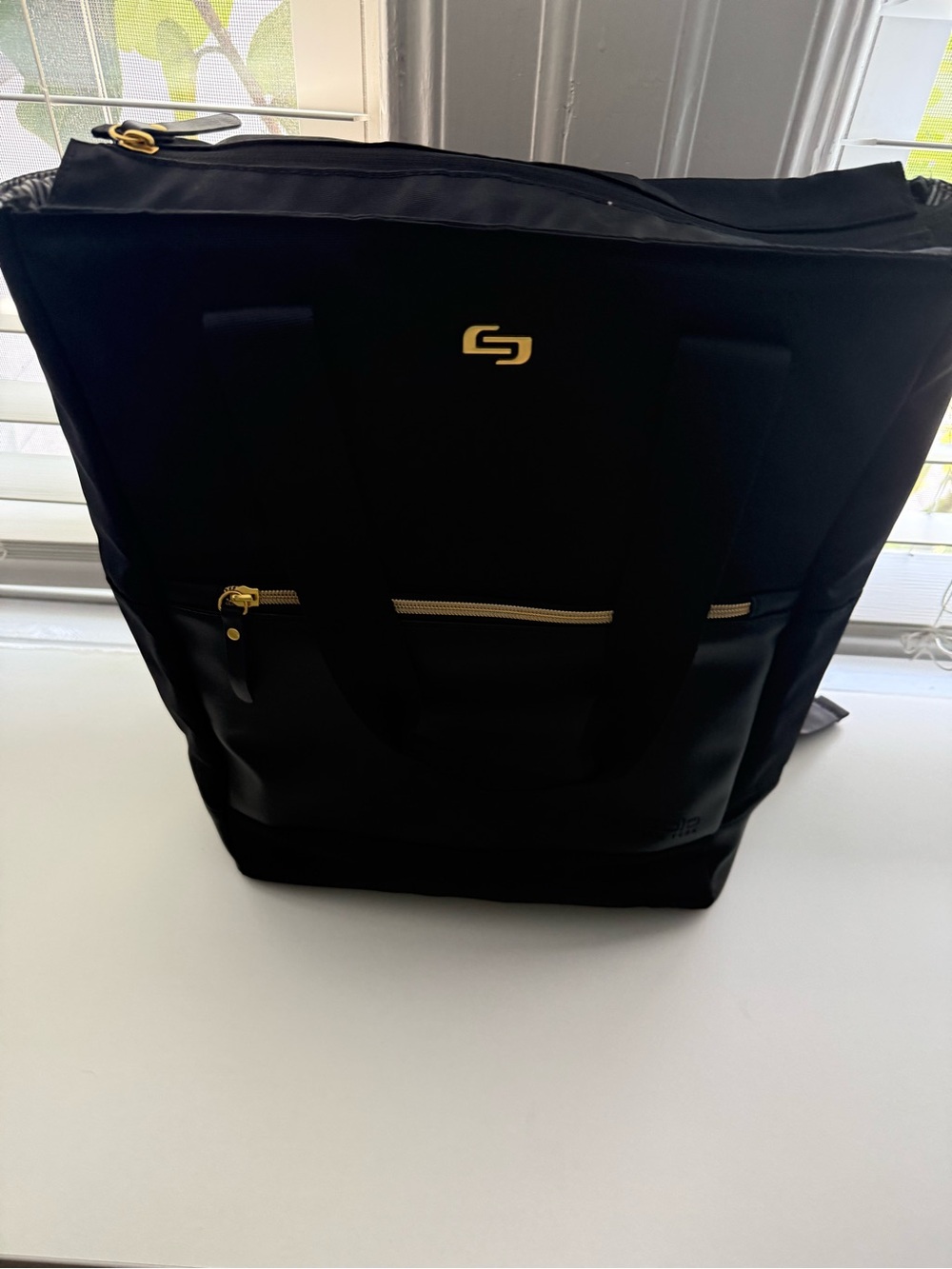 Parker Hybrid Black backpack/Tote Bag with Gold Accents - Solo NY brand